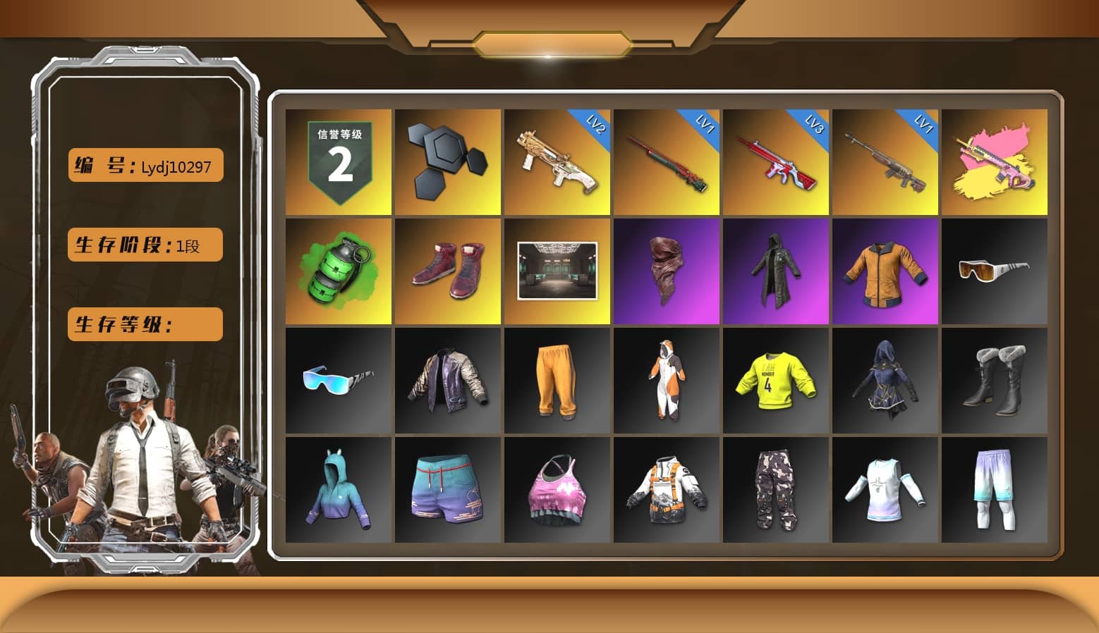 Emerald Smoke Grenade, Hi-top Trainers (Red), PLAYERUNKNOWN's Bandana, Heavy Fur Coat (Black)