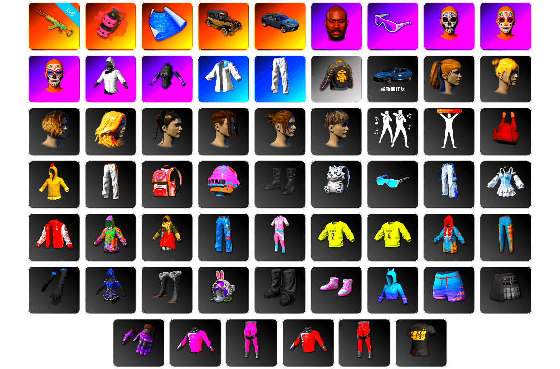 Pink Smoke Grenade, Jonathan Kamau, Snow Glasses, Harley Quinn's Hair, XingHun's Tiger Strike Jacket, XingHun's Tiger Strike Pants, PKL 2019 Phase 2 Jacket, Exquisite Pants, StreamerOne, Full Autumn — M416, Sideshow Bear Feet