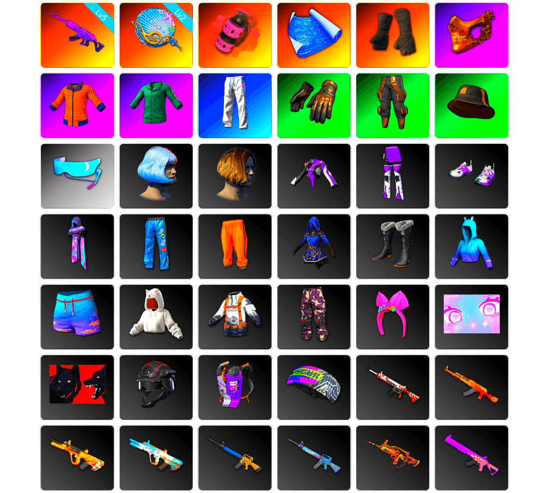 Pink Smoke Grenade, Duncan's Infiltrator Handwraps, PGC 2021 Contingent Chaos Mask, XingHun's Tiger Strike Pants, Full Autumn — M416, «Chiron» Sports Car, Sideshow Bear Feet