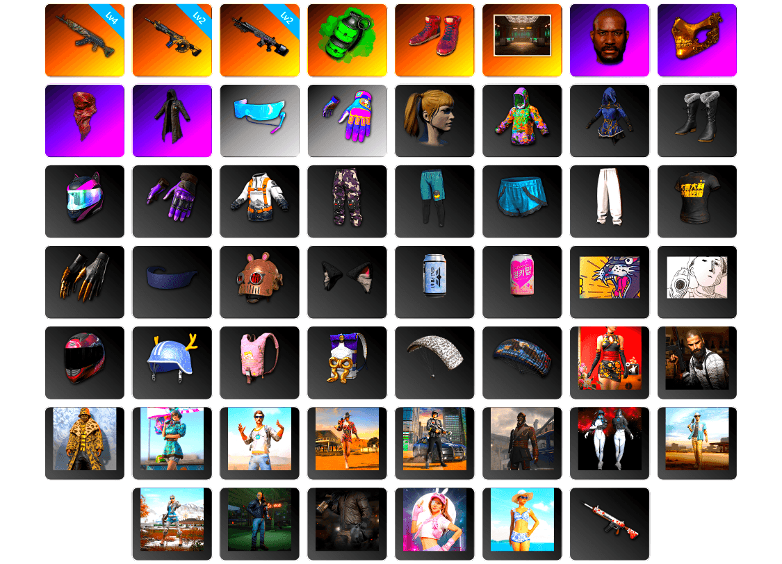 Emerald Smoke Grenade, Hi-top Trainers (Red), Jonathan Kamau, PGC 2021 Contingent Chaos Mask, PLAYERUNKNOWN's Bandana, Heavy Fur Coat (Black), Harley Quinn's Hair, StreamerOne, Full Autumn — M416, DOUYU T-shirt