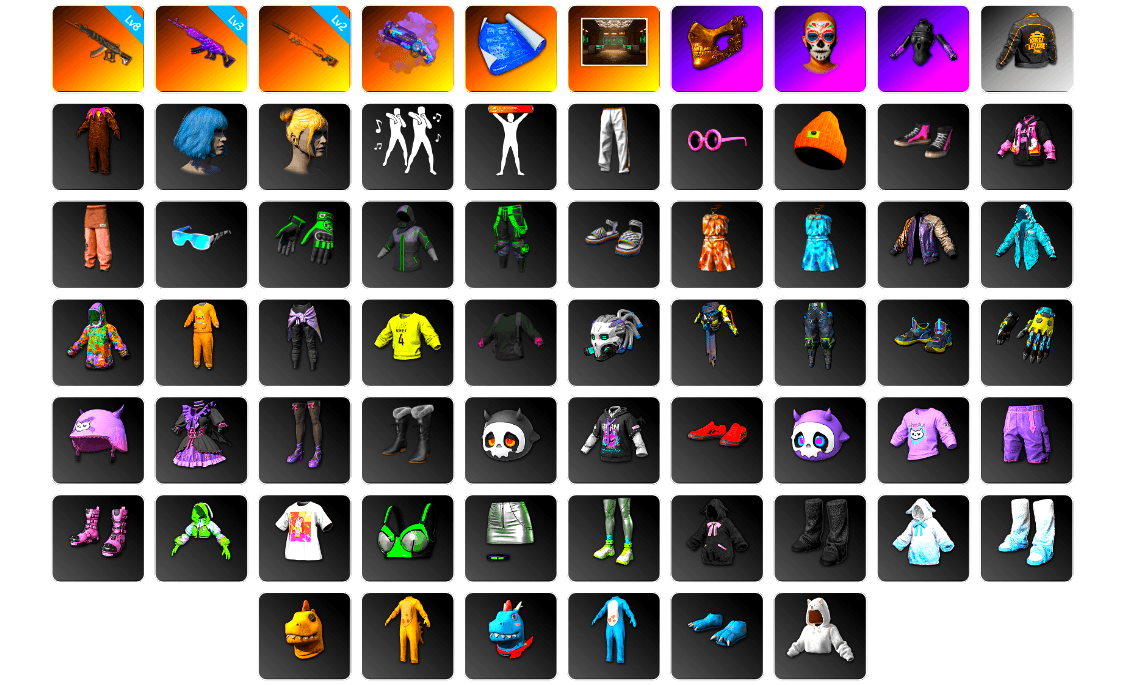 Purple Magical Mist — M79, PGC 2021 Contingent Chaos Mask, PKL 2019 Phase 2 Jacket, Exquisite Pants, StreamerOne, Full Autumn — M416, Blue Thunder Gloves