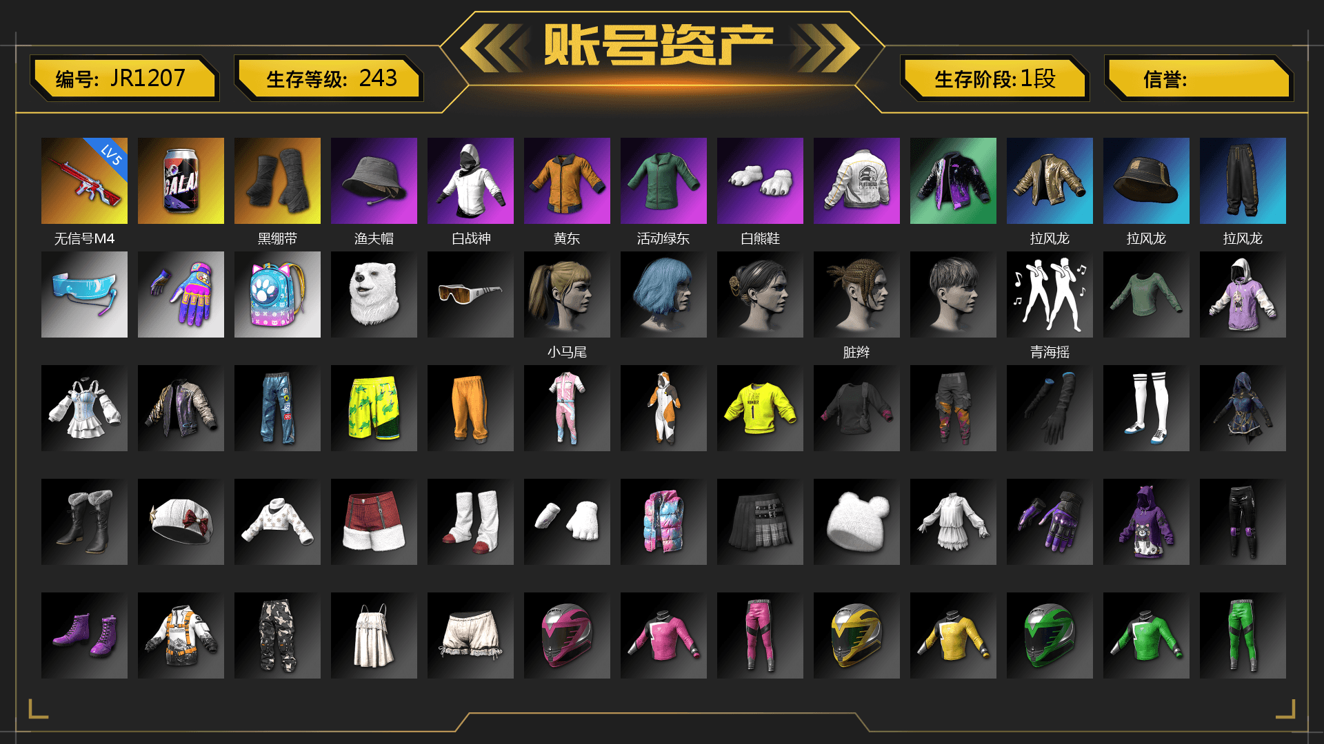 Duncan's Infiltrator Handwraps, Polar Bear Feet, Harley Quinn's Hair, PEL 2019 Phase 2 Jacket, StreamerOne, Full Autumn — M416, Sideshow Bear Feet