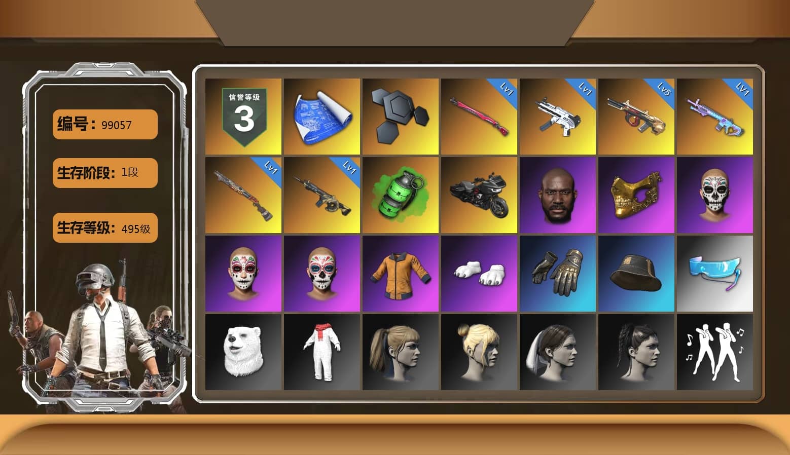 Emerald Smoke Grenade, Jonathan Kamau, PGC 2021 Contingent Chaos Mask, Polar Bear Feet, Harley Quinn's Hair, Diva Glasses (White)