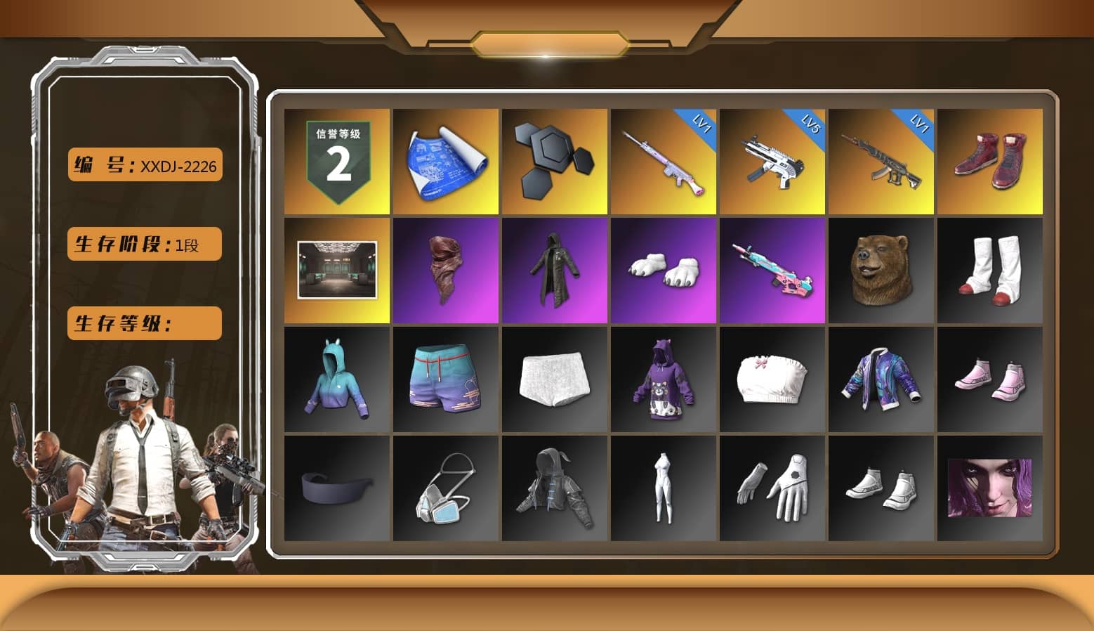 Hi-top Trainers (Red), PLAYERUNKNOWN's Bandana, Heavy Fur Coat (Black), Polar Bear Feet