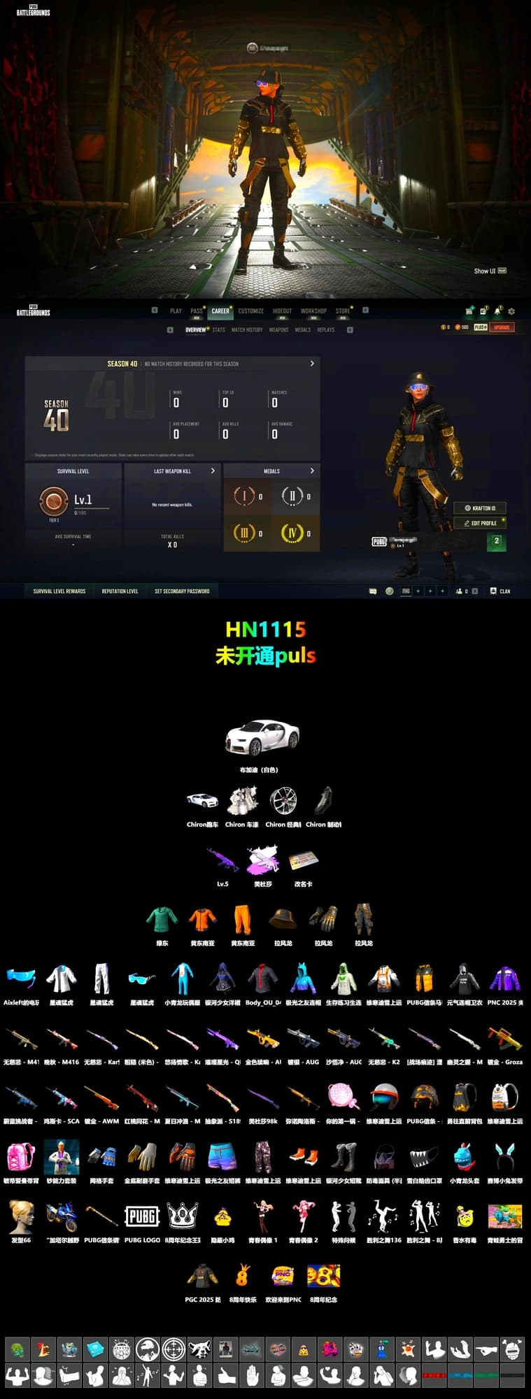 «Chiron» Sports Car, Work Jacket, XingHun's Tiger Strike Jacket, XingHun's Tiger Strike Pants, Aixleft's Gaming Streamer Hoodie, XingHun's Tiger Strike Snow Glasses, Full Autumn — M416 - 2