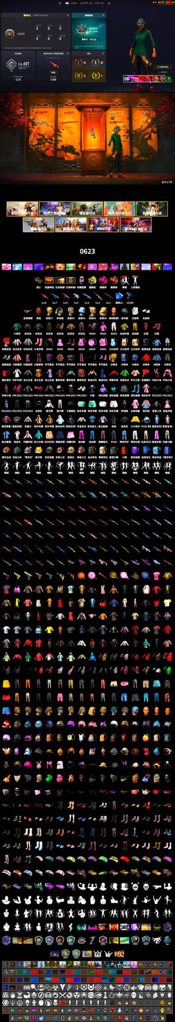 Rest in Pink — Dragunov [1], Coral Smoke Grenade, Magenta Smoke Grenade, Yellow Fog of Fury — M79, Hi-top Trainers (Red), Secret Showroom, Weapons Shrine, Jonathan Kamau, Headset Bucket Hat, PLAYERUNKNOWN's Bandana, Heavy Fur Coat (Black), Polar Bear Feet, Rash Beixli Xtra Tough Jacket, Bunny Academy Sailor Gloves, Rash Beixli Xtra Tough Jacket, Full Autumn — M416, Grizz's Mask - 2