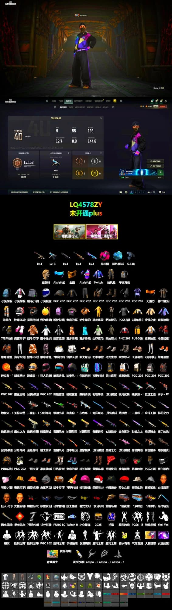 Magenta Smoke Grenade, Blue Magical Mist — M79, PGC 2021 Contingent Chaos Mask, Bunny Academy Sailor Gloves, Aixleft's Gaming Streamer Hoodie, Grizz's Mask - 2