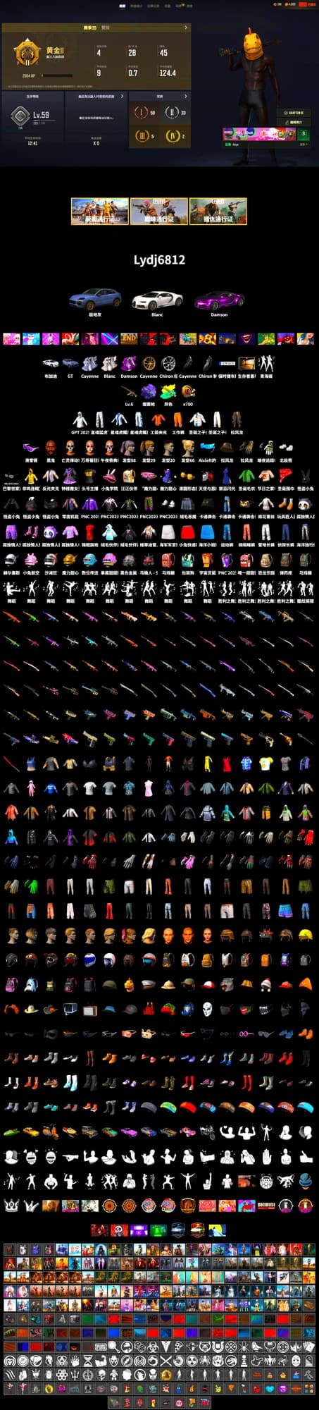 Purple Magical Mist — M79, «Cayenne Turbo GT» SUV, «Chiron» Sports Car, Jonathan Kamau, Snow Glasses, Work Jacket, Polar Bear Feet, Harley Quinn's Hair, Bunny Academy Sailor Gloves, XingHun's Tiger Strike Pants, Aixleft's Gaming Streamer Hoodie, LINE FRIENDS SALLY SET, StreamerOne, GPT 2025 Four Angry Men Jacket, Full Autumn — M416, Grizz's Mask, MET Asia Series Bomber Jacket - 2