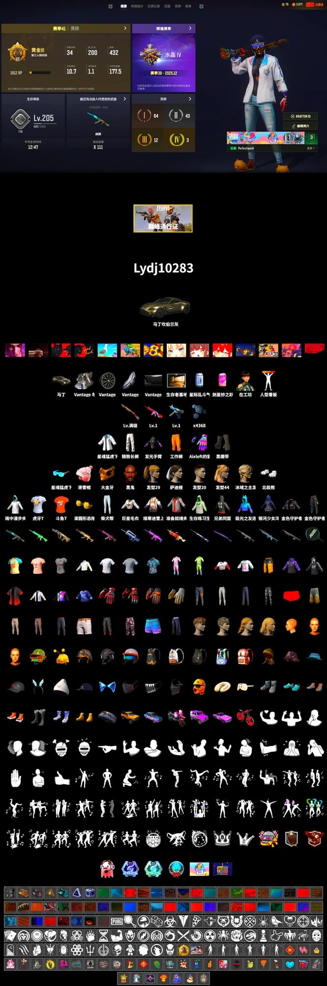 Duncan's Infiltrator Handwraps, «V12 Vantage Roadster» Sports Car, Jonathan Kamau, PGC 2021 Contingent Chaos Mask, Polar Bear Feet, Harley Quinn's Hair, XingHun's Tiger Strike Jacket, Exquisite Pants, XiongDi Hoodie, HUYA T-shirt, DOUYU T-shirt - 2