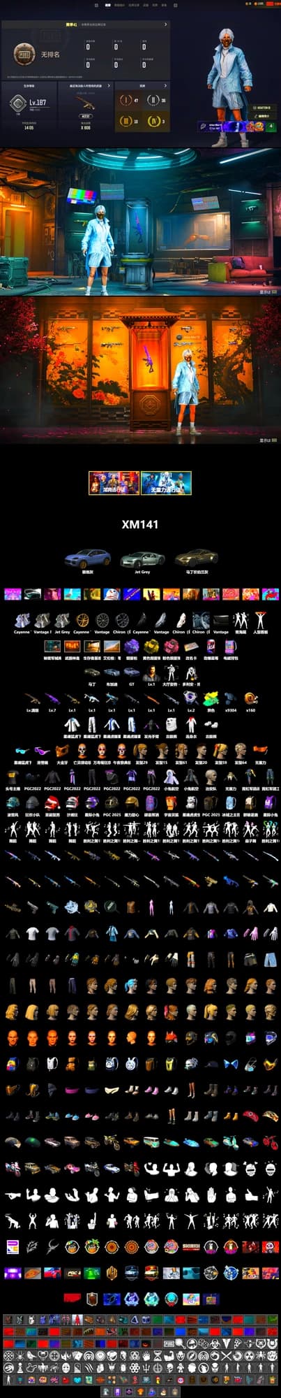 Purple Magical Mist — M79, «Cayenne Turbo GT» SUV, «V12 Vantage Roadster» Sports Car, Weapons Shrine, Snow Glasses, PGC 2021 Contingent Chaos Mask, Polar Bear Feet, Harley Quinn's Hair, XingHun's Tiger Strike Jacket, XingHun's Tiger Strike Pants, StreamerOne, «DBX707» SUV - 2