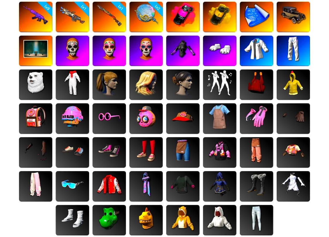 Magenta Smoke Grenade, Yellow Smoke Grenade, Chamber of Triumph, Polar Bear Feet, Harley Quinn's Hair, XingHun's Tiger Strike Jacket, XingHun's Tiger Strike Pants, StreamerOne - 2