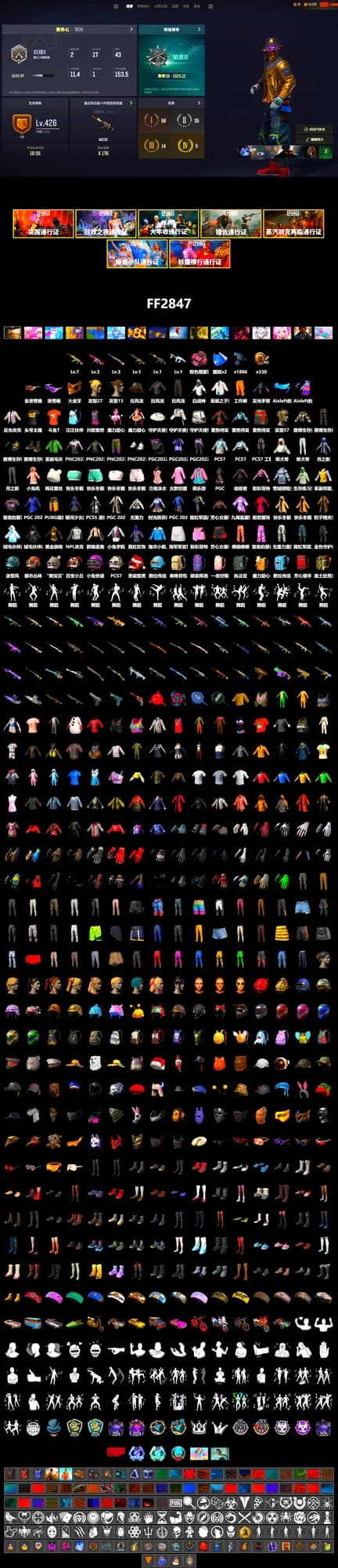 Snow Glasses, PGC 2021 Contingent Chaos Mask, NPL 2019 Phase 2 Jacket, Sideshow Bear Feet, StreamerOne, Full Autumn — M416, DOUYU T-shirt - 2