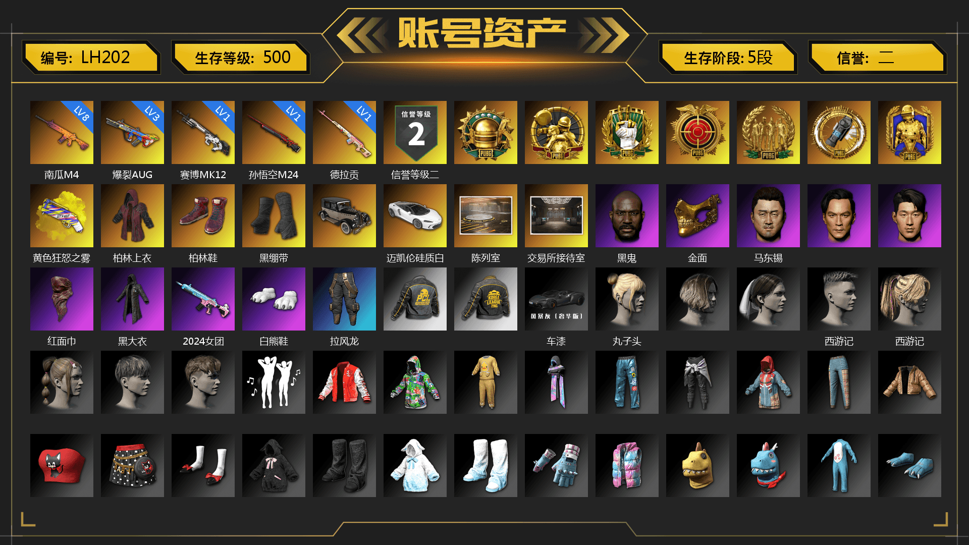 Rest in Pink — Dragunov [1], Yellow Fog of Fury — M79, Doomsday Hoodie, Hi-top Trainers (Red), Duncan's Infiltrator Handwraps, Jonathan Kamau, PGC 2021 Contingent Chaos Mask, PLAYERUNKNOWN's Bandana, Heavy Fur Coat (Black), Pubg X Newjeans, Polar Bear Feet, PKL 2019 Phase 2 Jacket, StreamerOne, Sideshow Bear Feet - 1