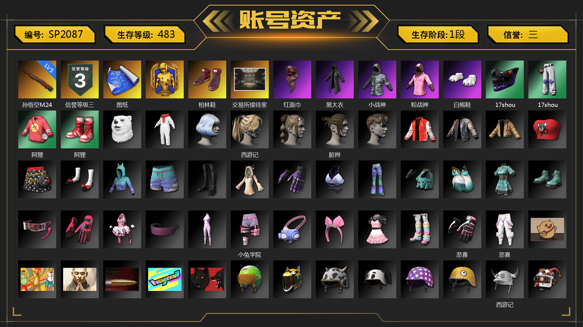 Hi-top Trainers (Red), PLAYERUNKNOWN's Bandana, Heavy Fur Coat (Black), Rash Beixli Xtra Tough Jacket, Polar Bear Feet, Rash Beixli Xtra Tough Jacket, DOUYU T-shirt - 1