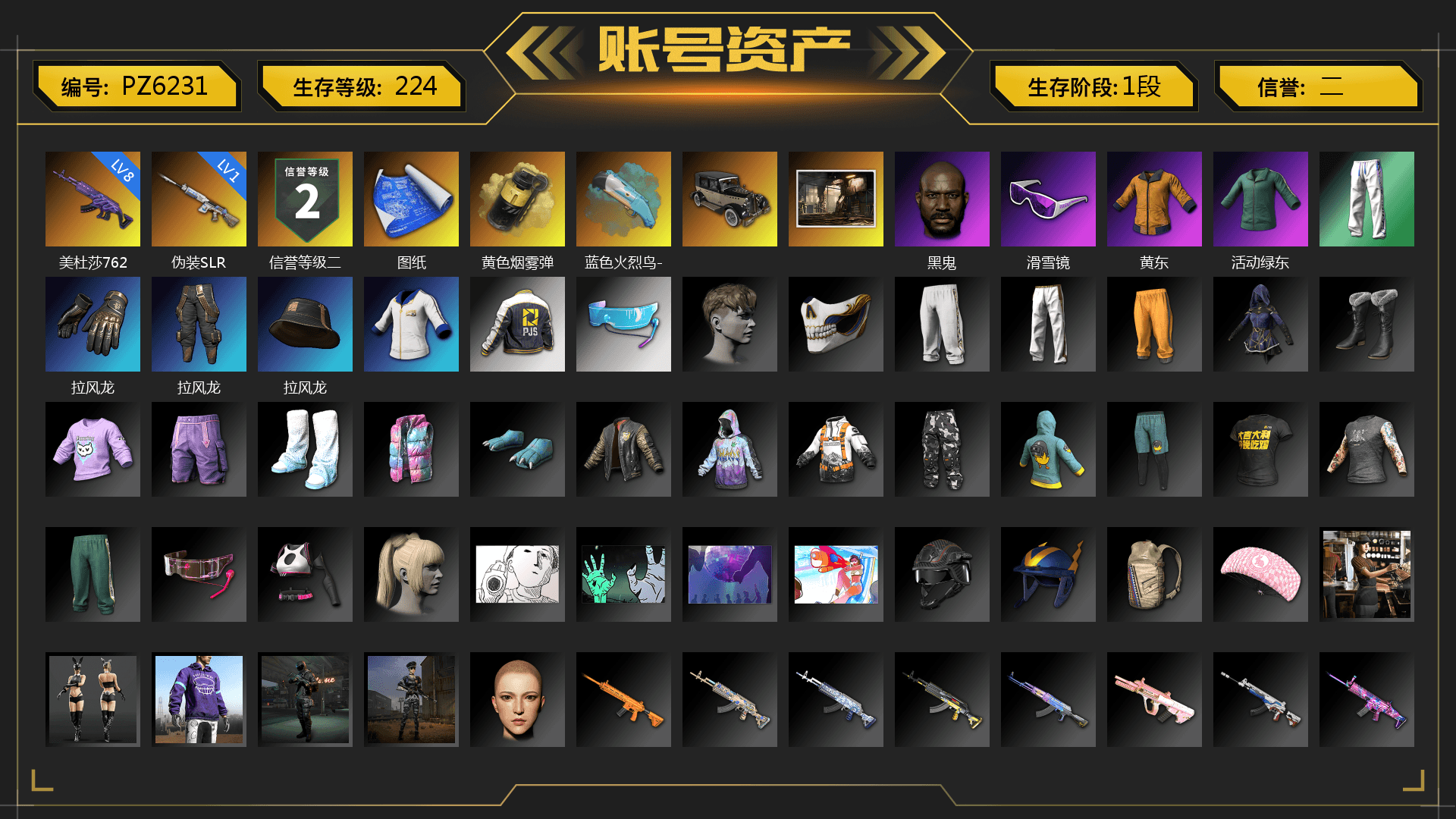 Yellow Smoke Grenade, Jonathan Kamau, Snow Glasses, XingHun's Tiger Strike Pants, PJS 2019 Phase 2 Jacket, Exquisite Pants, Sha Wujing's Shorts, StreamerOne, Training Jacket (Green), Festive Gloves (Red), Diva Glasses (White), GLL Grand Slam Sweatshirt - 1