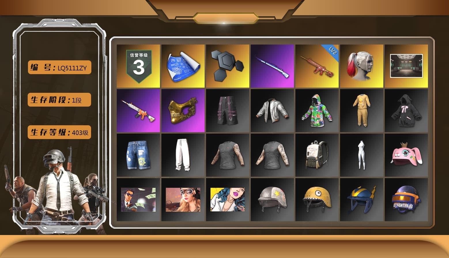 Harley Quinn's Hair, Lumi's Kar98k, PGC 2021 Contingent Chaos Mask, CigaretteSTV's M416 - 1