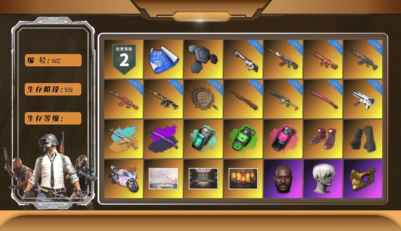 Teal Smoke Grenade, Emerald Smoke Grenade, Magenta Smoke Grenade, Hi-top Trainers (Red), Duncan's Infiltrator Handwraps, «Panigale V4 S (Twilight Torque)» Motorcycle, Weapons Shrine, Jonathan Kamau, 9S's Hairstyle, PGC 2021 Contingent Chaos Mask, Demon Biker Horns, PLAYERUNKNOWN's Bandana, Heavy Fur Coat (Black), Polar Bear Feet, Rash Beixli Xtra Tough Jacket, Harley Quinn's Hair, Rash Beixli Xtra Tough Jacket, PUBG X NEWJEANS DANIELLE SET, NPL 2019 Phase 2 Jacket, PJS 2019 Phase 2 Jacket, Sideshow Bear Feet, XiongDi Hoodie, StreamerOne, Full Autumn — M416, DOUYU T-shirt - 1