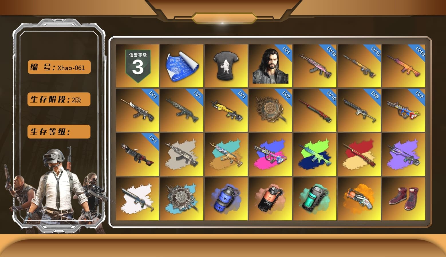 DMM T-Shirt, Blue Smoke Grenade, Coral Smoke Grenade, Teal Smoke Grenade, Orange Fog of Fury — M79, Hi-top Trainers (Red), Shroud's Gloves, Duncan's Infiltrator Handwraps, PGI Title Wraps, Harley Quinn's Hair, Weapons Shrine, NeoticaCH's M416, Ashek's AKM, Jonathan Kamau, 9S's Hairstyle, PGC 2021 Contingent Chaos Mask, Kansas Headband, La Catrina Makeup, PLAYERUNKNOWN's Bandana, Heavy Fur Coat (Black), Polar Bear Feet, Rash Beixli Xtra Tough Jacket, Harley Quinn's Hair, Rash Beixli Xtra Tough Jacket, fuffenz's SLR, Harley Quinn's Makeup, Shroud's Varsity Jacket, NeoticaCH's Shirt, PGI 2018 «Four Angry Men» Hoodie, PEL 2019 Phase 2 Jacket, PKL 2019 Phase 2 Jacket, shroud's M16A4, MET Asia Series Distressed Jeans, StreamerOne, Silver Plate — M416, Bengal Blade - SCAR-L, SPYGEA's M24, shroud's Cloth Mask - 1