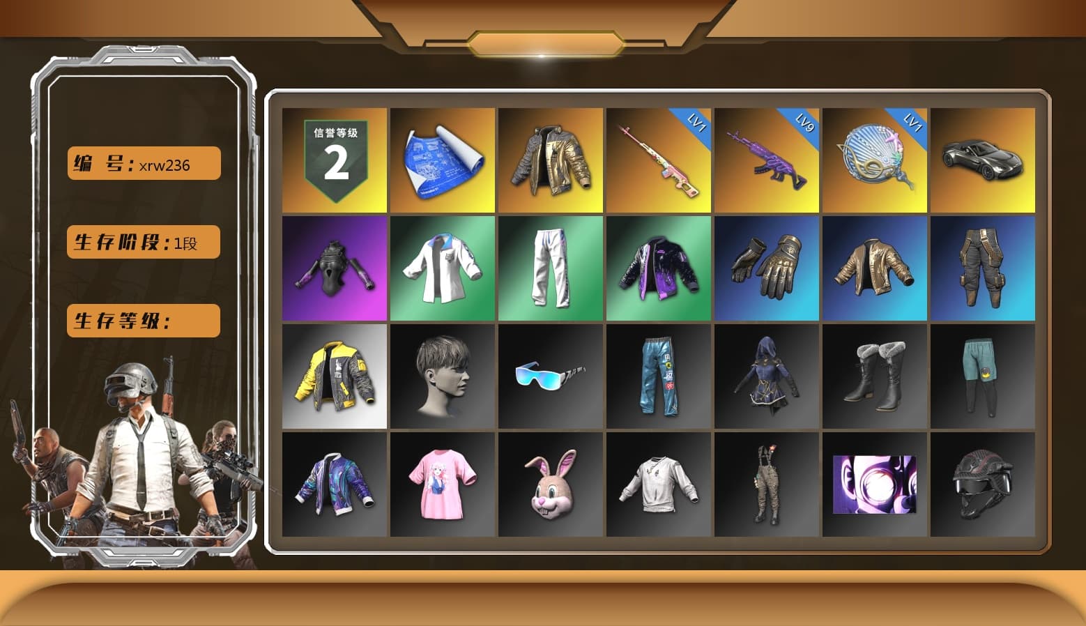 Rest in Pink — Dragunov [1], Douyu Biker Jacket, «V12 Vantage Roadster» Sports Car, XingHun's Tiger Strike Jacket, XingHun's Tiger Strike Pants, Sha Wujing's Shorts, HUYA T-shirt, «DBX707» SUV - 1