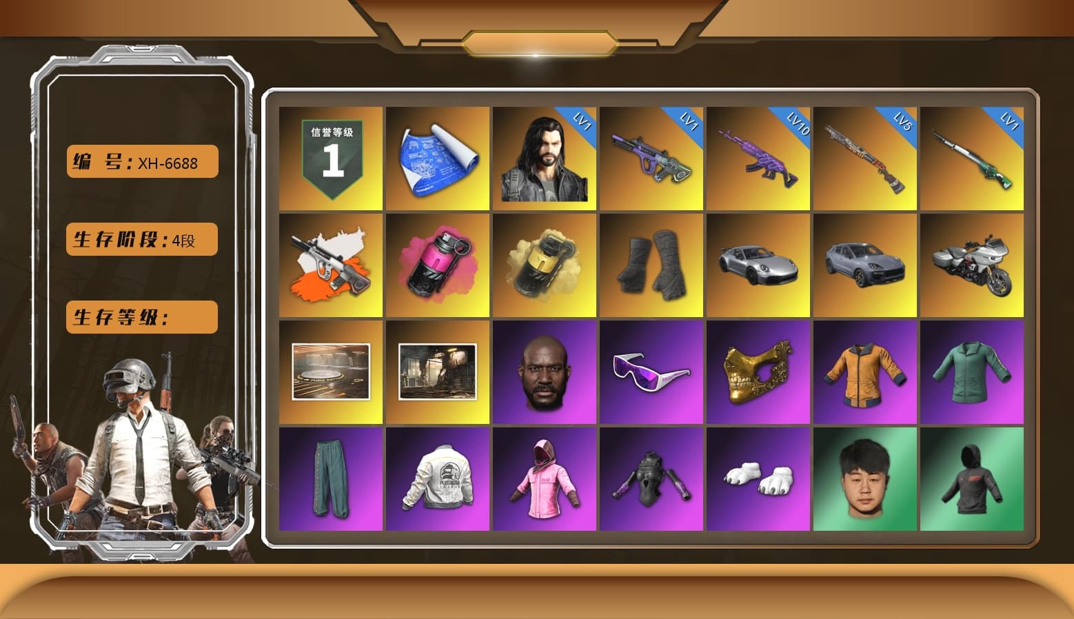 Neon Dream - AUG (White Orange), Magenta Smoke Grenade, Yellow Smoke Grenade, Duncan's Infiltrator Handwraps, «911 Carrera GTS» Sports Car, «Cayenne Turbo GT» SUV, Jonathan Kamau, Snow Glasses, PGC 2021 Contingent Chaos Mask, Rash Beixli Xtra Tough Jacket, Polar Bear Feet, Harley Quinn's Hair, "CVO™ Road Glide® ST" Motorcycle, Rash Beixli Xtra Tough Jacket, PEL 2019 Phase 2 Jacket, PJS 2019 Phase 2 Jacket, PKL 2019 Phase 2 Jacket, Sideshow Bear Feet, Sha Wujing's Shorts - 1