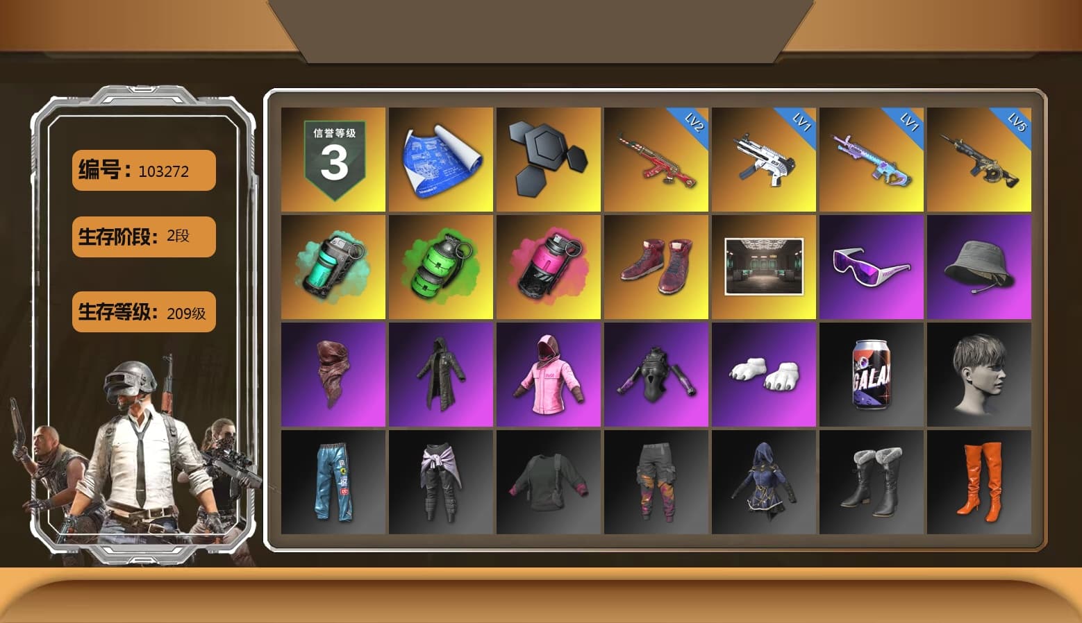 Teal Smoke Grenade, Emerald Smoke Grenade, Magenta Smoke Grenade, Hi-top Trainers (Red), Snow Glasses, PLAYERUNKNOWN's Bandana, Heavy Fur Coat (Black), Rash Beixli Xtra Tough Jacket, Polar Bear Feet, Rash Beixli Xtra Tough Jacket - 1