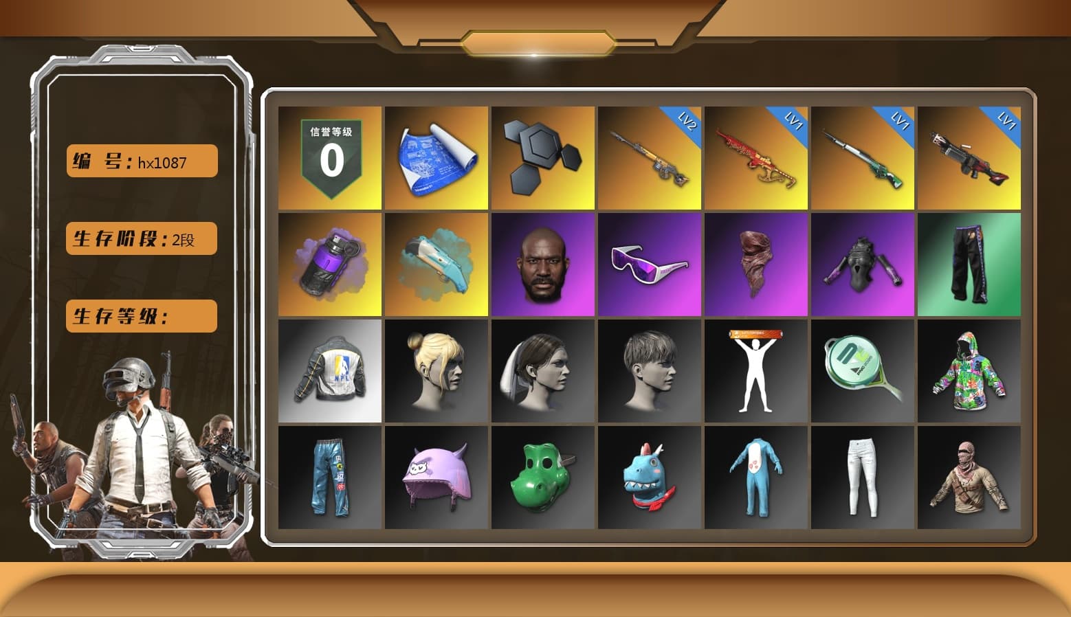 Purple Smoke Grenade, Jonathan Kamau, Snow Glasses, PLAYERUNKNOWN's Bandana, NPL 2019 Phase 2 Jacket, PUBG Nations Cup 2019 Pan - 1