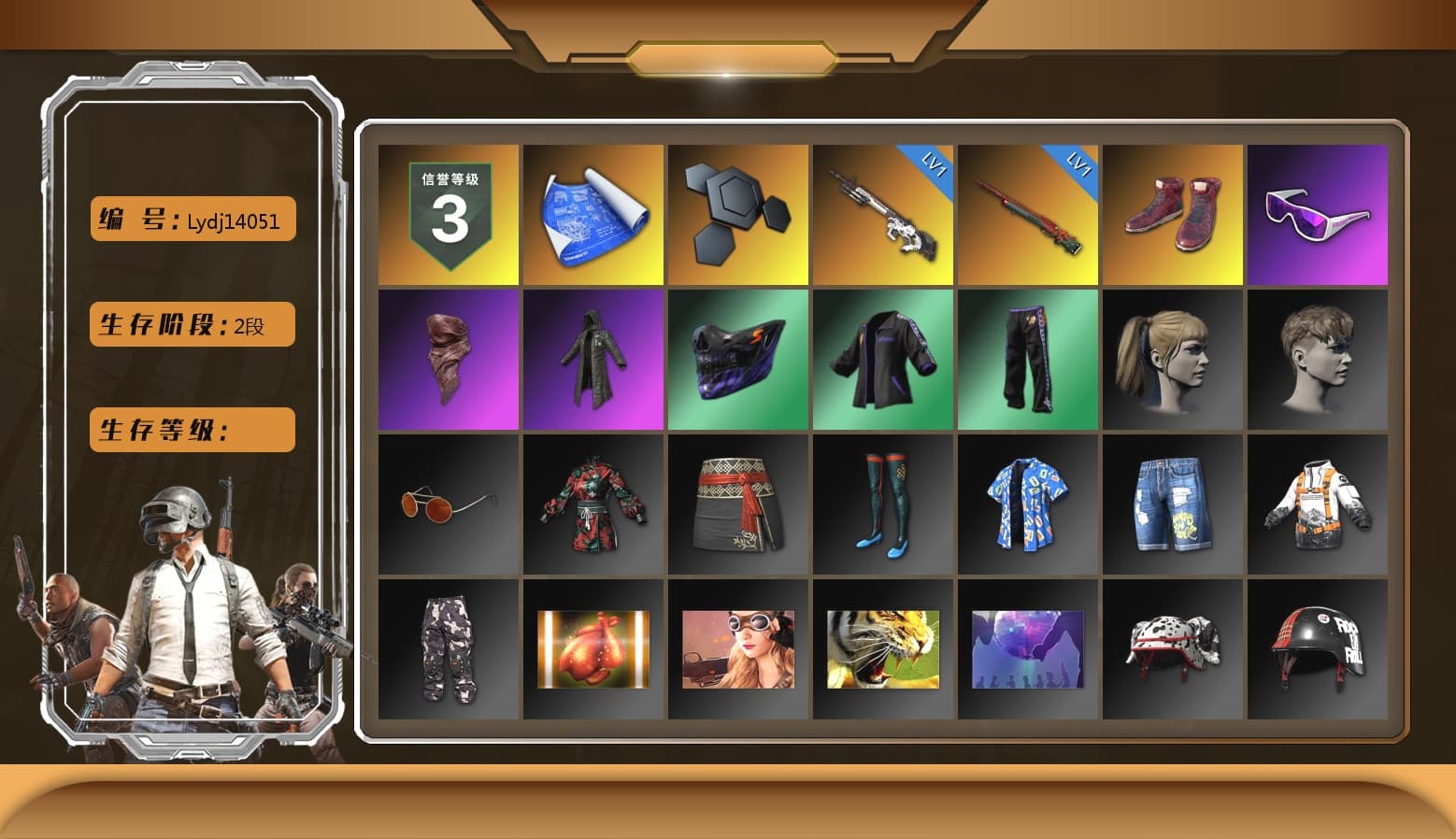 Hi-top Trainers (Red), Snow Glasses, PLAYERUNKNOWN's Bandana, Heavy Fur Coat (Black), Harley Quinn's Hair, Full Autumn — M416 - 1
