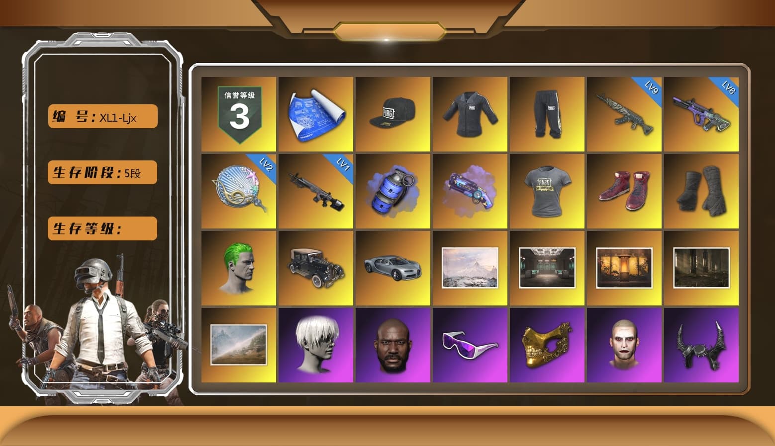 SEA Champ Training T-shirt, Blue Smoke Grenade, Purple Magical Mist — M79, Hi-top Trainers (Red), Duncan's Infiltrator Handwraps, The Joker's Hair, 9S's Hairstyle, Jonathan Kamau, Snow Glasses, PGC 2021 Contingent Chaos Mask, The Joker's Hair, Demon Biker Horns, PLAYERUNKNOWN's Bandana, Heavy Fur Coat (Black), Rash Beixli Xtra Tough Jacket, Pubg X Newjeans, Aespa, Polar Bear Feet, Nier, Harley Quinn's Hair, Rash Beixli Xtra Tough Jacket, SEA Champ Training Snapback, SEA Champ Training Pants, SEA Champ Training T-shirt, XingHun's Tiger Strike Jacket, XingHun's Tiger Strike Pants, NPL 2019 Phase 2 Jacket, PJS 2019 Phase 2 Jacket, PKL 2019 Phase 2 Jacket, Sideshow Bear Feet, Exquisite Pants, StreamerOne, GPT 2025 Four Angry Men Jacket, Training Jacket (Green), Full Autumn — M416, Wakgood's M416, Wakgood's AWM, Blue Thunder Gloves, GLL Grand Slam Sweatshirt - 1
