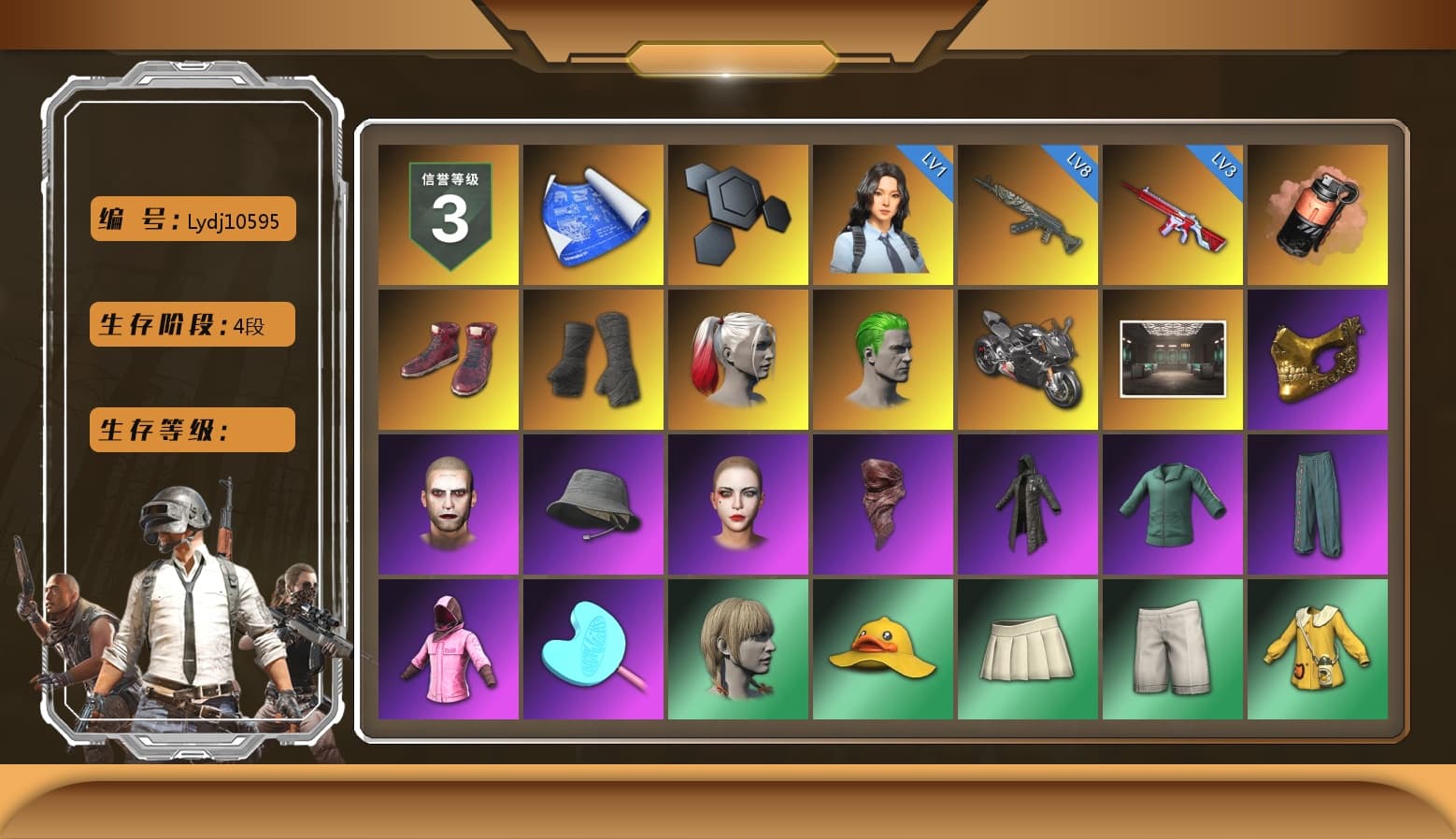 Coral Smoke Grenade, Hi-top Trainers (Red), Duncan's Infiltrator Handwraps, Harley Quinn's Hair, The Joker's Hair, «Panigale V4 S (Pitch Black)» Motorcycle, PGC 2021 Contingent Chaos Mask, The Joker's Hair, PLAYERUNKNOWN's Bandana, Heavy Fur Coat (Black), Rash Beixli Xtra Tough Jacket, Pubg X Newjeans, Rash Beixli Xtra Tough Jacket, Harley Quinn's Makeup, Sideshow Bear Feet, StreamerOne - 1