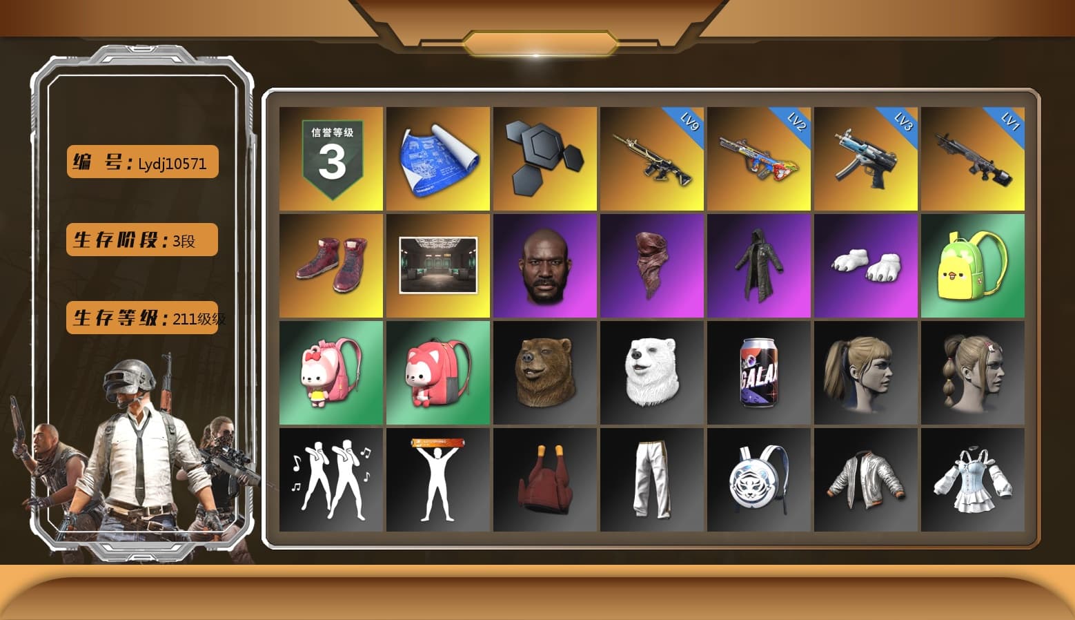 Hi-top Trainers (Red), Jonathan Kamau, PLAYERUNKNOWN's Bandana, Heavy Fur Coat (Black), Polar Bear Feet, Harley Quinn's Hair, Rash Beixli Xtra Tough Jacket, Sideshow Bear Feet, Exquisite Pants, XiongDi Hoodie, Sha Wujing's Shorts, Full Autumn — M416 - 1
