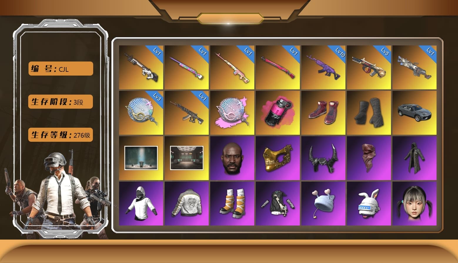 Cerberus — M249 [MAX], Magenta Smoke Grenade, Aespa, Medusa — Beryl M762, Minotaur — AUG, Over the Rainbow — M24, Midnight Menace — Kar98k, Winter Eclipse — MP5K, Cyber Threat — Mk12, Danucd's Gloves, Nier, Pubg X Newjeans, Harley Quinn's Hair, 9S's Hairstyle, Jonathan Kamau, Demon Biker Horns, PGC 2021 Contingent Chaos Mask, Demon's Touch — ACE32 - 1