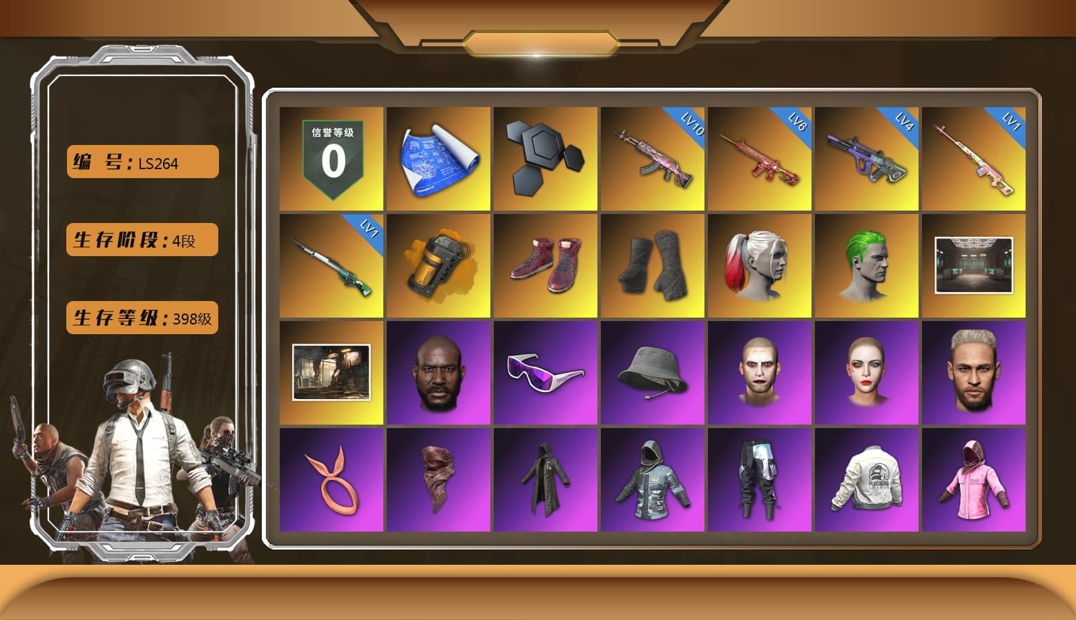 Rest in Pink — Dragunov [1], Orange Smoke Grenade, Hi-top Trainers (Red), Duncan's Infiltrator Handwraps, Harley Quinn's Hair, The Joker's Hair, Jonathan Kamau, Snow Glasses, The Joker's Hair, PLAYERUNKNOWN's Bandana, Heavy Fur Coat (Black), Rash Beixli Xtra Tough Jacket, Pubg X Newjeans, Polar Bear Feet, Harley Quinn's Hair, Hairstyle PGI.S, Rash Beixli Xtra Tough Jacket, Harley Quinn's Makeup, PEL 2019 Phase 2 Jacket, XingHun's Tiger Strike Jacket, XingHun's Tiger Strike Pants, PJS 2019 Phase 2 Jacket, Sideshow Bear Feet, Sha Wujing's Shorts, StreamerOne, Full Autumn — M416, Crash Test Handwraps, DOUYU T-shirt - 1