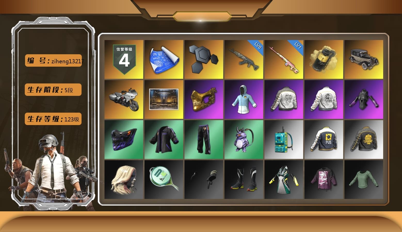 Rest in Pink — Dragunov [1], Yellow Smoke Grenade, PGC 2021 Contingent Chaos Mask, Ryan the Lion Hoodie, PML 2019 Phase 2 Jacket, PEL 2019 Phase 2 Jacket, PJS 2019 Phase 2 Jacket, PKL 2019 Phase 2 Jacket - 1