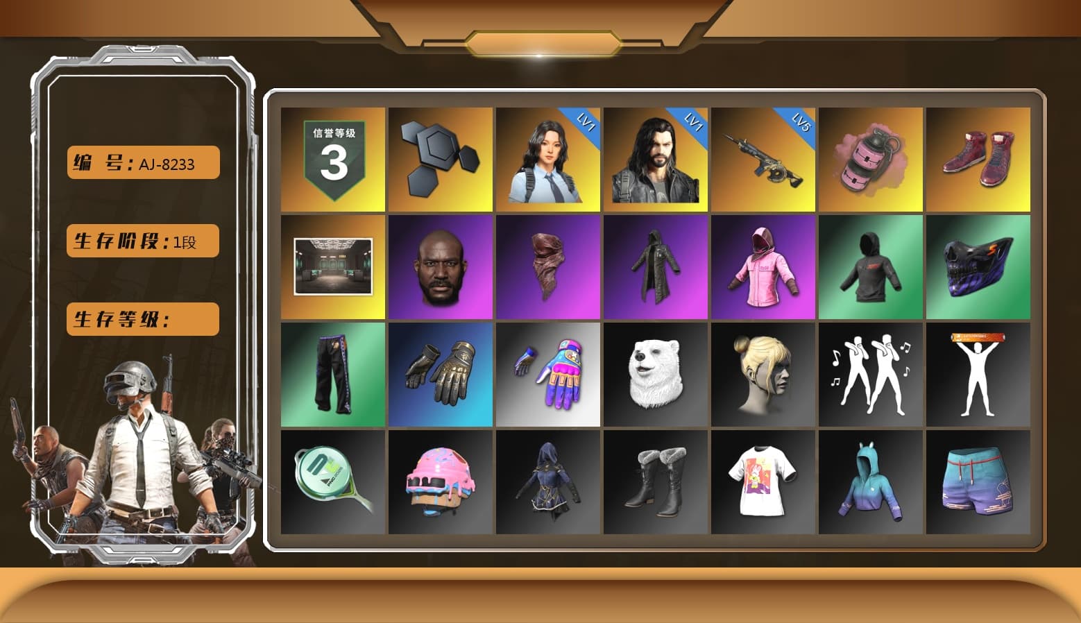 Pink Smoke Grenade, Hi-top Trainers (Red), Jonathan Kamau, PLAYERUNKNOWN's Bandana, Heavy Fur Coat (Black), Rash Beixli Xtra Tough Jacket, Rash Beixli Xtra Tough Jacket, StreamerOne, 2018 PUBG ALL-STAR T-shirt (Korean) - 1