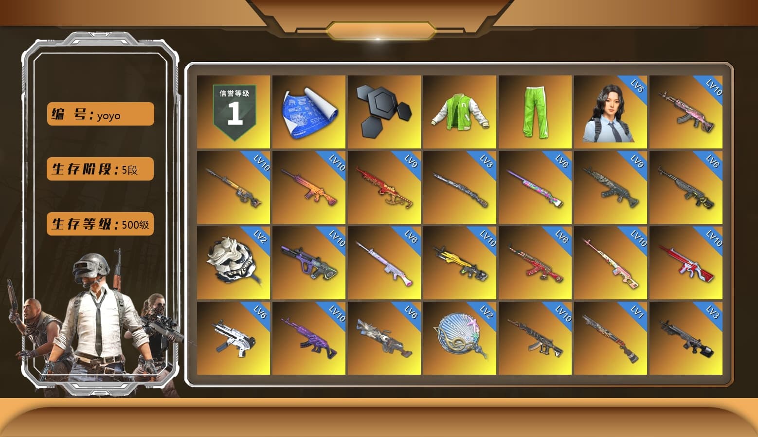 Rest in Pink — Dragunov [MAX], NVIDIA Varsity Jacket, Medusa — Beryl M762 (Gray Purple), Medusa — Beryl M762 (Gold Charcoal), Rest in Pink — Dragunov (Teal Pink), No Signal — M416 (Yellow Black), ZERO-G — MP5K (Crimson Navy), Obscura - Mk12 (Silver Fuchsia), Absolute Zero - Groza (Yellow Coral), Void — Pan (Yellow Orange), Orange Smoke Grenade, Magenta Smoke Grenade, Blue Fog of Fury — M79, Blue Magical Mist — M79, Doomsday Hoodie, Hi-top Trainers (Red), Swagger's Gloves, Heybox Gloves, Duncan's Infiltrator Handwraps, Harley Quinn's Hair, The Joker's Hair, «Panamera Turbo S» Sedan, «911 Carrera GTS» Sports Car, «Cayenne Turbo GT» SUV, «McLaren GT Elite» Sports Car, «V12 Vantage Roadster» Sports Car, «V12 Vantage Roadster (Luxe)» Sports Car, «Panigale V4 S (Pitch Black)» Motorcycle, 9S's Hairstyle, Jonathan Kamau, Snow Glasses, PGC 2021 Contingent Chaos Mask, The Joker's Hair, Demon Biker Horns, La Catrina Makeup, PLAYERUNKNOWN's Bandana, Heavy Fur Coat (Black), Rash Beixli Xtra Tough Jacket, Pubg X Newjeans, Polar Bear Feet, Nier, Harley Quinn's Hair, Rash Beixli Xtra Tough Jacket, Harley Quinn's Makeup, PML 2019 Phase 2 Jacket, PEL 2019 Phase 2 Jacket, XingHun's Tiger Strike Jacket, XingHun's Tiger Strike Pants, NPL 2019 Phase 2 Jacket, PJS 2019 Phase 2 Jacket, PKL 2019 Phase 2 Jacket, Sideshow Bear Feet, StreamerOne, Full Autumn — M416, Chengzi's M416, 17SHOU's Beryl M762, Swagger's SLR, MOZZ's M24, Forever's S1897, Blue Thunder Gloves, Crash Test Handwraps, Diva Glasses (White), 2018 PUBG ALL-STAR T-shirt (Korean), GLL Grand Slam Sweatshirt, HUYA T-shirt, DOUYU T-shirt, Esports IGL Shirt, Esports Chicken Dinner Shirt, «DBX707» SUV - 1
