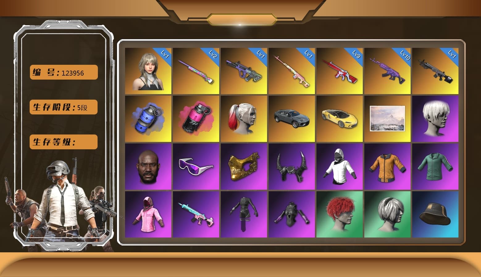 No Signal — M416 [MAX], Magenta Smoke Grenade, Glasya [1], Medusa — Beryl M762, Over the Rainbow — M24, Neon Dream — AUG, Nier, Harley Quinn's Hair, Harley Quinn's Hair, Jonathan Kamau, PGC 2021 Contingent Chaos Mask, Snow Glasses, 9S's Hairstyle, Demon Biker Horns, Pubg X Newjeans, Rash Beixli Xtra Tough Jacket, Rash Beixli Xtra Tough Jacket, Danucd's Gloves, Blue Smoke Grenade, Aespa, Obscura - Mk12 - 1
