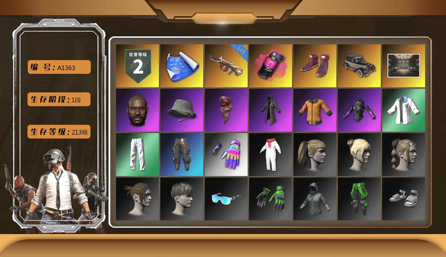 Magenta Smoke Grenade, Hi-top Trainers (Red), Jonathan Kamau, PLAYERUNKNOWN's Bandana, Heavy Fur Coat (Black), Harley Quinn's Hair, XingHun's Tiger Strike Jacket, XingHun's Tiger Strike Pants, Full Autumn — M416 - 1