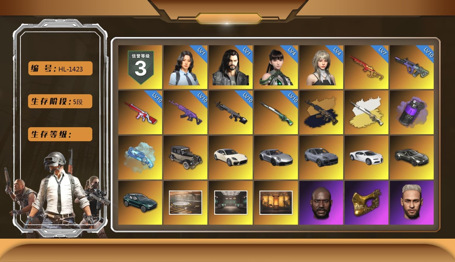 Medusa — Beryl M762 (Gold Charcoal), Cosmic Caliber - Kar98k (White Yellow), Purple Smoke Grenade, Blue Magical Mist — M79, «Panamera Turbo S» Sedan, «911 Carrera GTS» Sports Car, «Cayenne Turbo GT» SUV, «Chiron» Sports Car, «V12 Vantage Roadster» Sports Car, «DBX707» SUV, Jonathan Kamau, PGC 2021 Contingent Chaos Mask, Harley Quinn's Hair, «DBX707» SUV, Full Autumn — M416 - 1