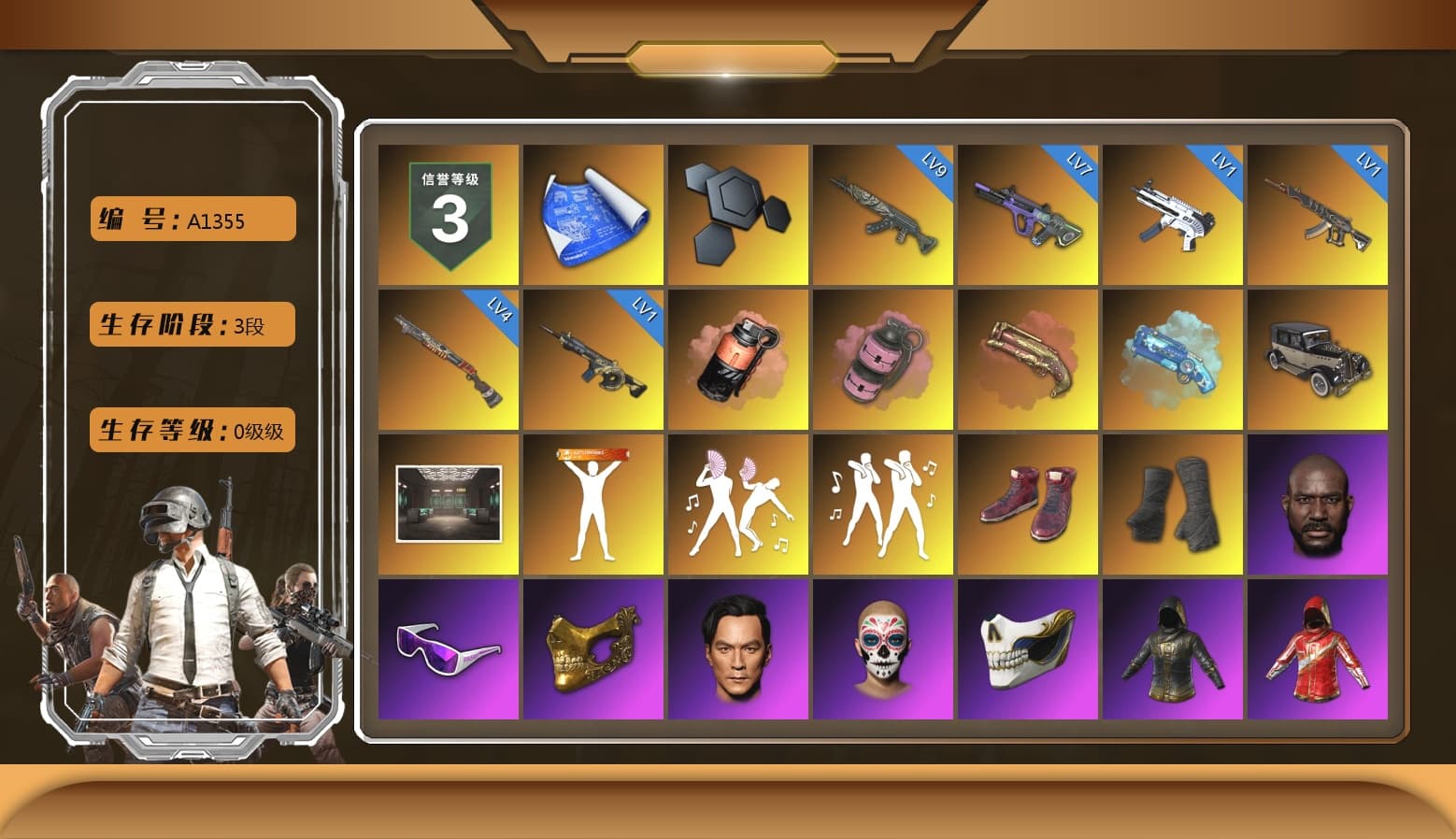 Coral Smoke Grenade, Pink Smoke Grenade, Crimson Fog of Fury — M79, Blue Magical Mist — M79, Hi-top Trainers (Red), Duncan's Infiltrator Handwraps, Jonathan Kamau, Snow Glasses, PGC 2021 Contingent Chaos Mask, PLAYERUNKNOWN's Bandana, Heavy Fur Coat (Black), Rash Beixli Xtra Tough Jacket, Pubg X Newjeans, Polar Bear Feet, Rash Beixli Xtra Tough Jacket, XingHun's Tiger Strike Jacket, XingHun's Tiger Strike Pants, PKL 2019 Phase 2 Jacket, StreamerOne, GPT 2025 Four Angry Men Jacket, Training Jacket (Green), Full Autumn — M416, Blue Thunder Gloves, «McLaren GT Standard (Silica White)» Sports Car - 1