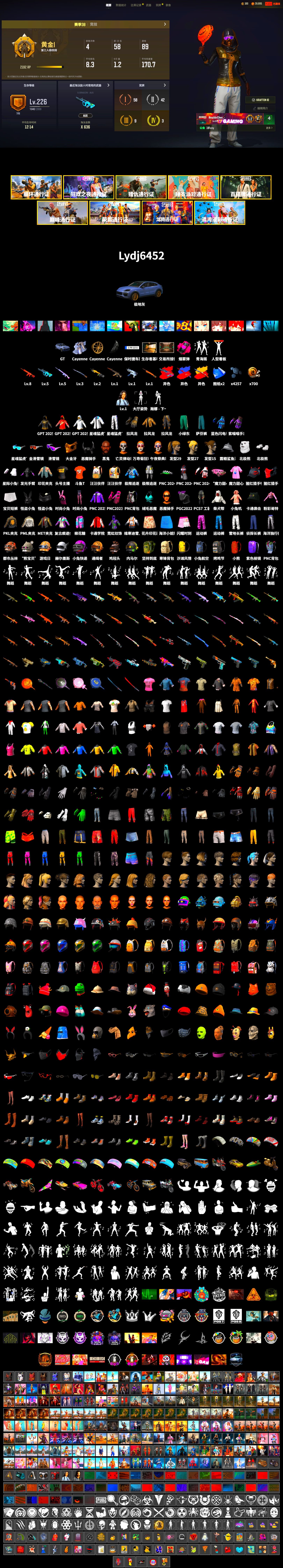 G-DRAGON — AUG (Red), Magenta Smoke Grenade, «Cayenne Turbo GT» SUV, Jonathan Kamau, Snow Glasses, PGC 2021 Contingent Chaos Mask, Demon Biker Horns, Polar Bear Feet, Harley Quinn's Hair, PML 2019 Phase 2 Jacket, XingHun's Tiger Strike Jacket, XingHun's Tiger Strike Pants, PKL 2019 Phase 2 Jacket, Sideshow Bear Feet, StreamerOne, GPT 2025 Four Angry Men Jacket, Training Jacket (Green), Blue Thunder Gloves, DOUYU T-shirt - 2