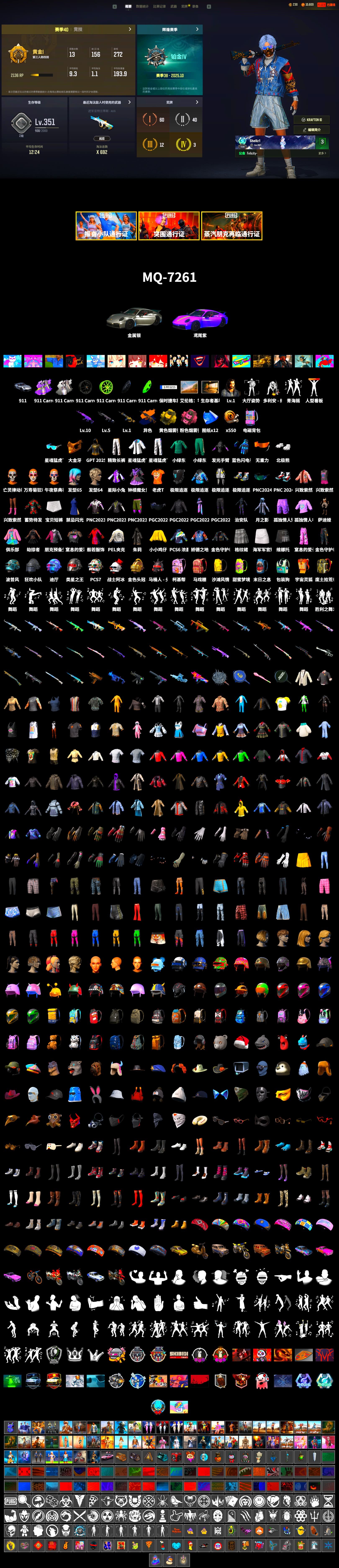 «911 Carrera GTS» Sports Car, PGC 2021 Contingent Chaos Mask, PLAYERUNKNOWN's Bandana, Polar Bear Feet, PEL 2019 Phase 2 Jacket, XingHun's Tiger Strike Jacket, XingHun's Tiger Strike Pants, Exquisite Pants, Training Jacket (Green), Full Autumn — M416, Blue Thunder Gloves - 2