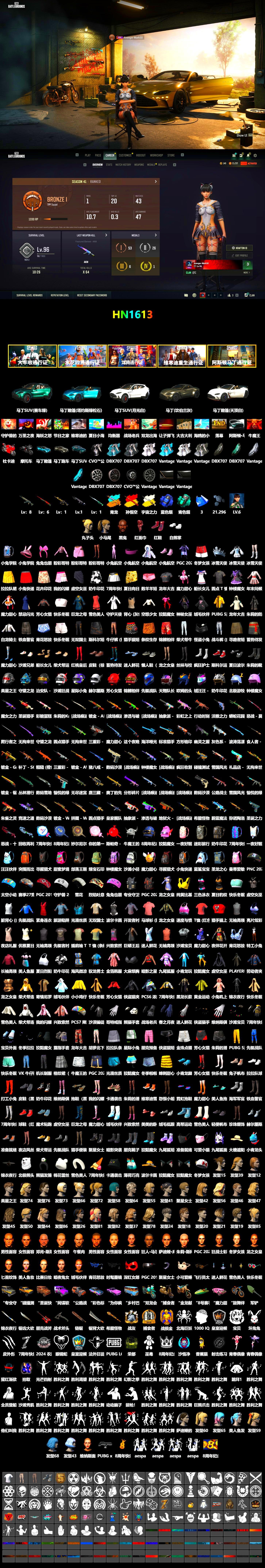 Blue Smoke Grenade, Teal Smoke Grenade, Hi-top Trainers (Red), «V12 Vantage Roadster» Sports Car, «V12 Vantage Roadster (Luxe)» Sports Car, «DBX707» SUV, Jonathan Kamau, PLAYERUNKNOWN's Bandana, Heavy Fur Coat (Black), Polar Bear Feet, Harley Quinn's Hair, «DBX707» SUV - 2