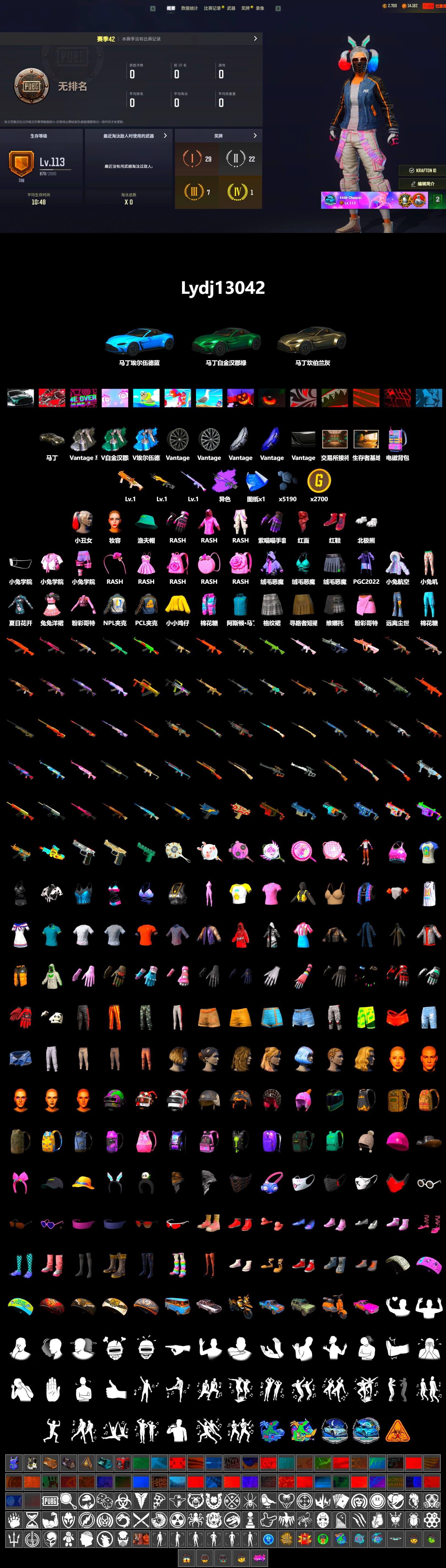 Hi-top Trainers (Red), Harley Quinn's Hair, «V12 Vantage Roadster» Sports Car, PLAYERUNKNOWN's Bandana, Heavy Fur Coat (Black), Polar Bear Feet, Rash Beixli Xtra Tough Jacket, Rash Beixli Xtra Tough Jacket, Harley Quinn's Makeup, NPL 2019 Phase 2 Jacket, «DBX707» SUV - 2