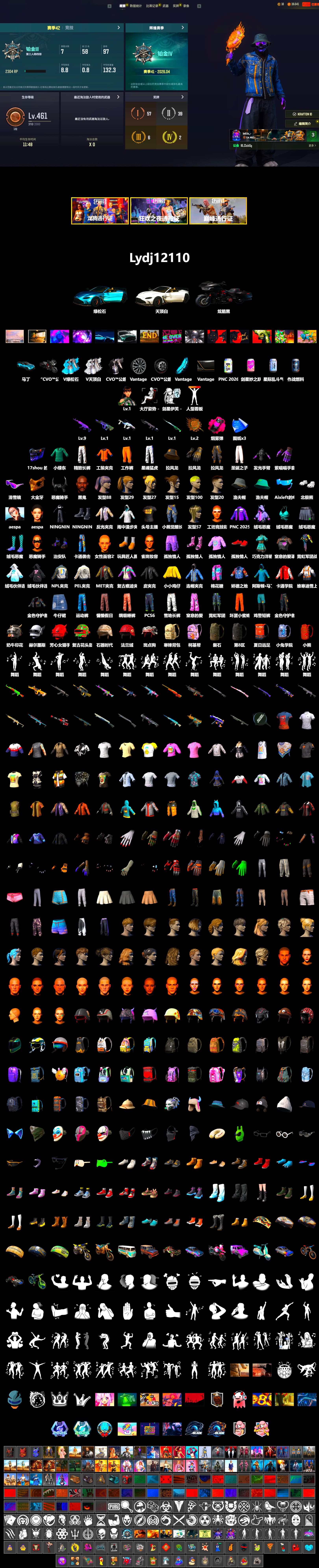 Magenta Smoke Grenade, «V12 Vantage Roadster (Luxe)» Sports Car, Jonathan Kamau, Snow Glasses, PGC 2021 Contingent Chaos Mask, Demon Biker Horns, Polar Bear Feet, Aespa, Harley Quinn's Hair, PEL 2019 Phase 2 Jacket, XingHun's Tiger Strike Pants, NPL 2019 Phase 2 Jacket, Exquisite Pants, Sha Wujing's Shorts, StreamerOne, GLL Grand Slam Sweatshirt, «DBX707» SUV - 2