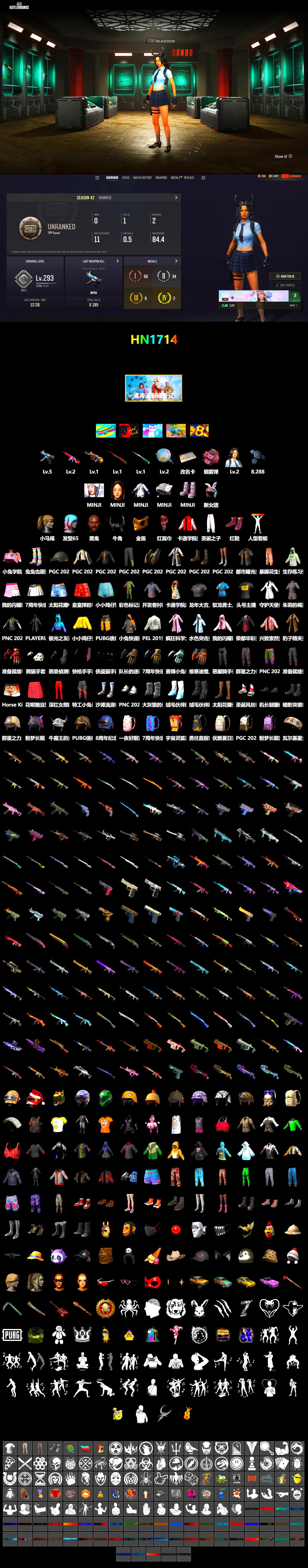 Pink Smoke Grenade, Hi-top Trainers (Red), Jonathan Kamau, PGC 2021 Contingent Chaos Mask, Demon Biker Horns, PLAYERUNKNOWN's Bandana, Heavy Fur Coat (Black), Pubg X Newjeans, Harley Quinn's Hair, PEL 2019 Phase 2 Jacket, Sideshow Bear Feet, StreamerOne - 2