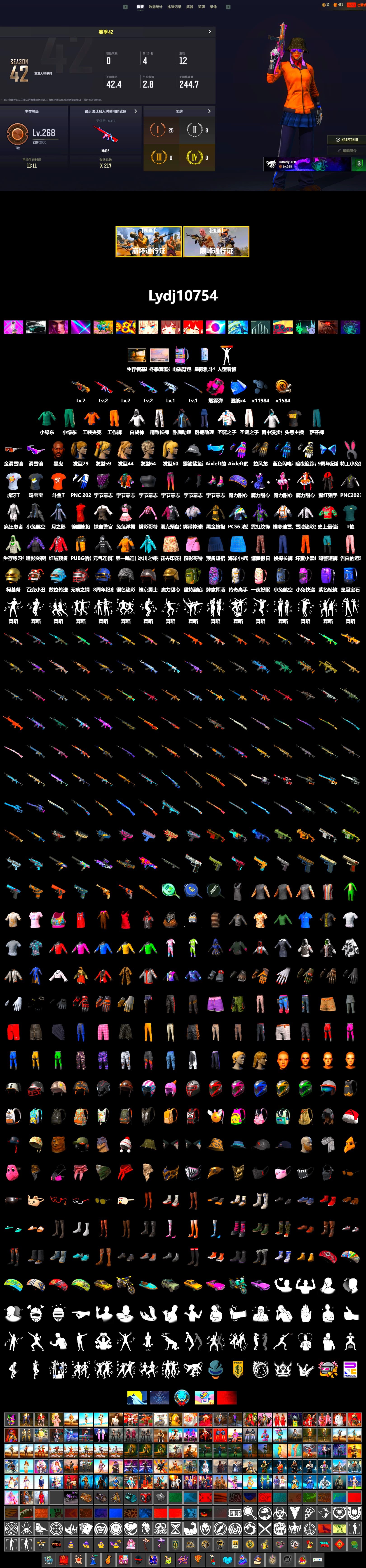 Magenta Smoke Grenade, Jonathan Kamau, Snow Glasses, Harley Quinn's Hair, Sideshow Bear Feet, Exquisite Pants, XiongDi Hoodie, Sha Wujing's Shorts, StreamerOne, Training Jacket (Green), Full Autumn — M416, Blue Thunder Gloves, HUYA T-shirt, DOUYU T-shirt, «DBX707» SUV - 2