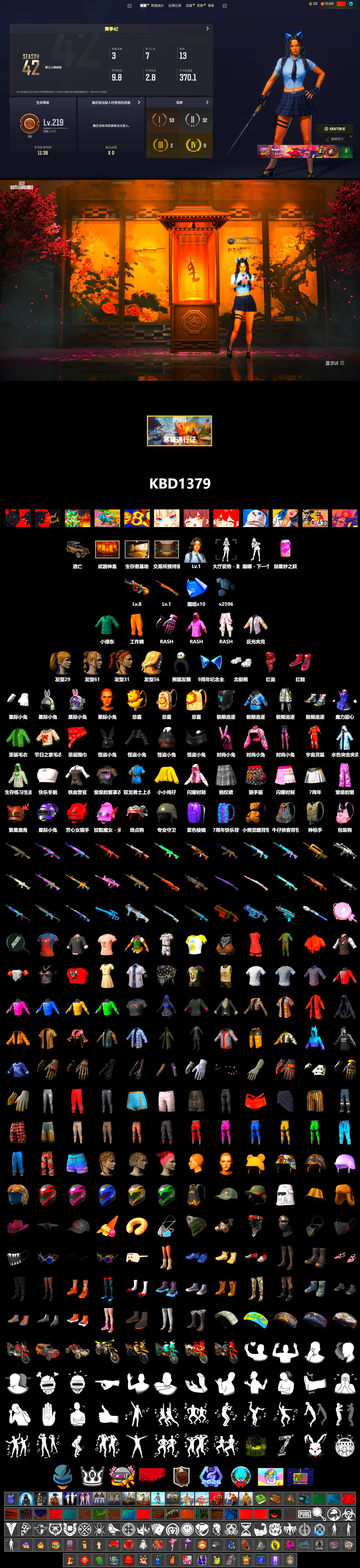 Hi-top Trainers (Red), PLAYERUNKNOWN's Bandana, Heavy Fur Coat (Black), Rash Beixli Xtra Tough Jacket, Polar Bear Feet, Harley Quinn's Hair, Rash Beixli Xtra Tough Jacket, Full Autumn — M416 - 2