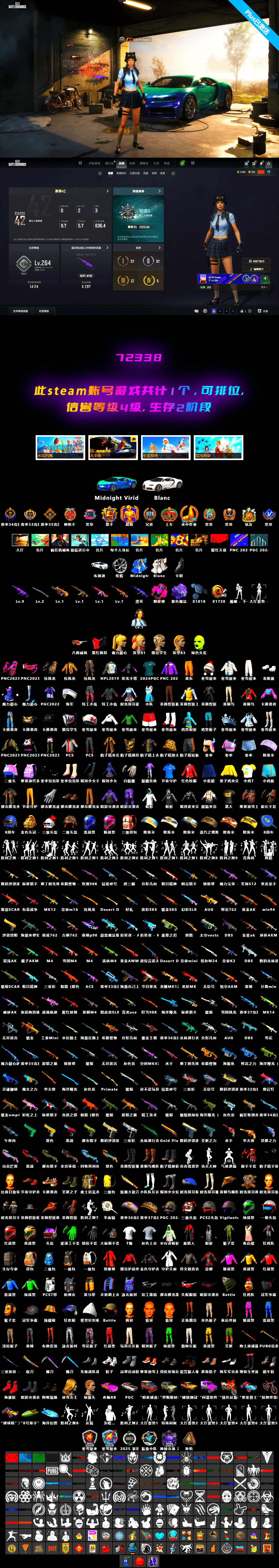 Magenta Smoke Grenade, Purple Magical Mist — M79, Demon's Touch — ACE32 [1], Medusa — Beryl M762, Tiger Hunter — Kar98k, Minotaur — AUG, No Signal — M416, «Chiron» Sports Car, Hanna, Chrono Cannon — SKS, «Chiron» Sports Car - 2