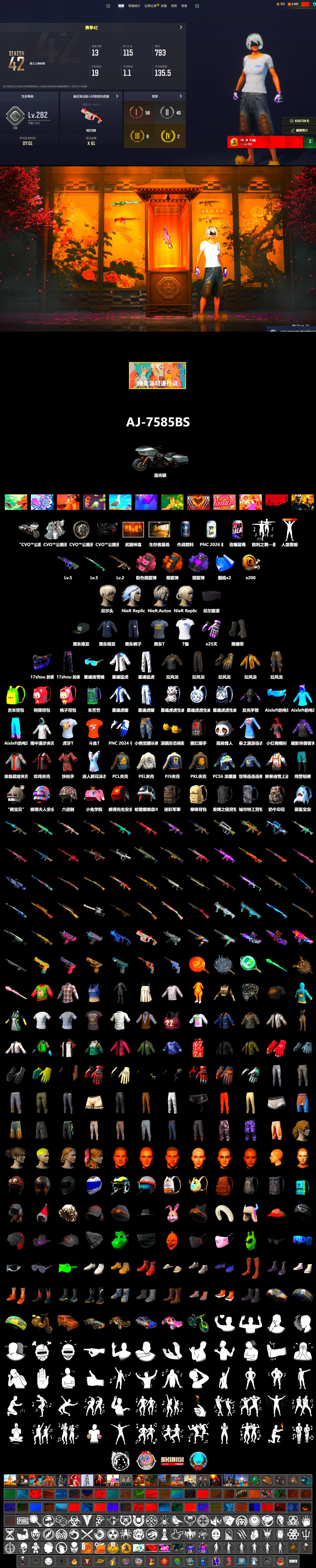 SEA Champ Training T-shirt, Purple Smoke Grenade, Orange Smoke Grenade, Heybox Gloves, Duncan's Infiltrator Handwraps, 9S's Hairstyle, SOOP T-Shirt, Nier, SEA Champ Training Snapback, SEA Champ Training Pants, SEA Champ Training T-shirt, PEL 2019 Phase 2 Jacket, XingHun's Tiger Strike Jacket, XingHun's Tiger Strike Pants, PJS 2019 Phase 2 Jacket, PKL 2019 Phase 2 Jacket, Sha Wujing's Shorts, PGC 2019 — SCAR-L, PGC 2019 — Mini14, PGC 2019 — Kar98k, Festive Gloves (Red), HUYA T-shirt, DOUYU T-shirt - 2