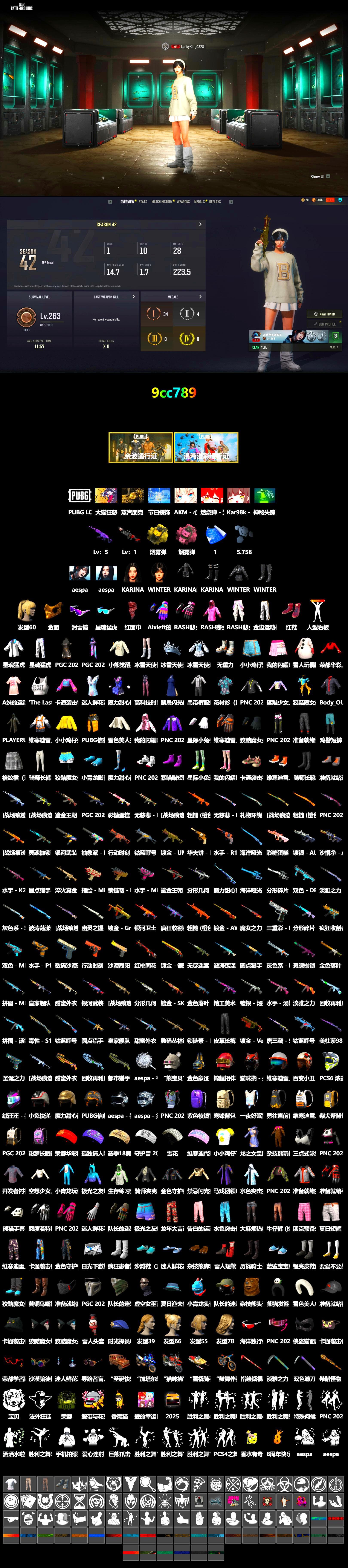 Yellow Smoke Grenade, Pink Smoke Grenade, Hi-top Trainers (Red), Snow Glasses, PGC 2021 Contingent Chaos Mask, PLAYERUNKNOWN's Bandana, Heavy Fur Coat (Black), Rash Beixli Xtra Tough Jacket, Aespa, Rash Beixli Xtra Tough Jacket, XingHun's Tiger Strike Jacket, XingHun's Tiger Strike Pants, Sideshow Bear Feet, Sha Wujing's Shorts - 2